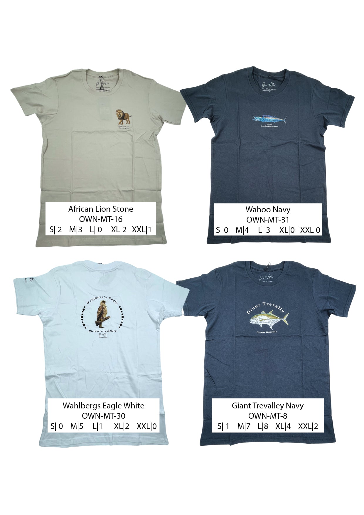 160gm Pure Cotton T-Shirts Stock Parcel (Nature- Inspired Animal Prints).